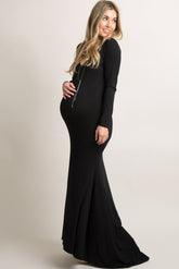PinkBlush Black Long Sleeve Photoshoot Maternity Gown/Dress