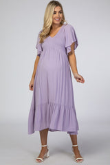 Lavender Smocked Ruffle Maternity Dress