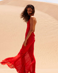 Lotus Slip Dress Red