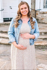 Ivory Floral Smocked Maternity Maxi Dress